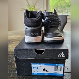 Adidas, Hoops MID 3.0 AC I, Basketball, Black/White, Toddler Boys' Size 7.5 K